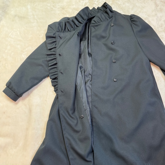 Vintage Bonders Ruffled Black Victorian Style Rain Coat - S (?) - c measurements - Picture 2 of 10